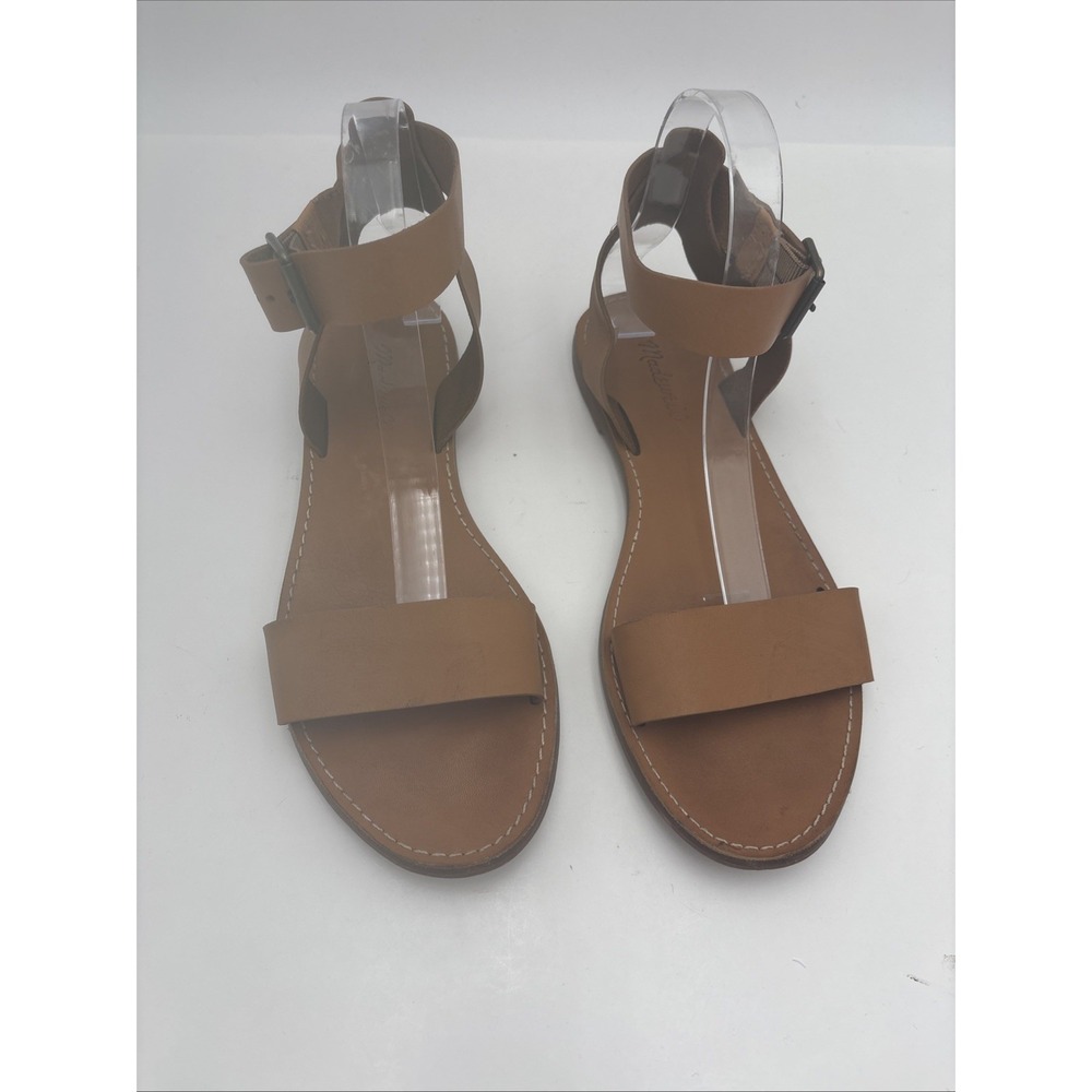 Madewell The Boardwalk Leather Ankle-Strap Flat Sandal Brown Size 10